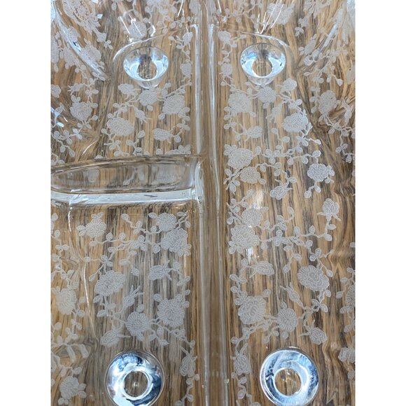 Vintage Footed Divided Dish Relish Floral Flower - Picture 4 of 11